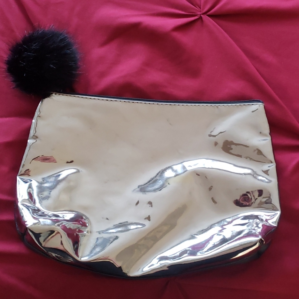 SILVER AND BLACK COSMETIC BAG